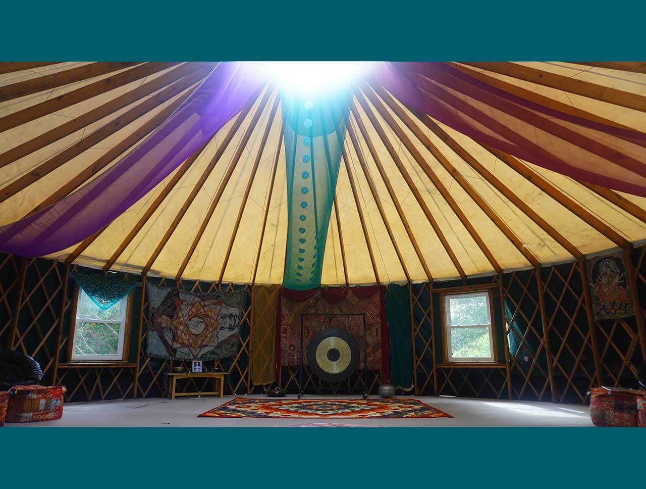 Interior view of yurt at Earthsong Foundation Hawaii